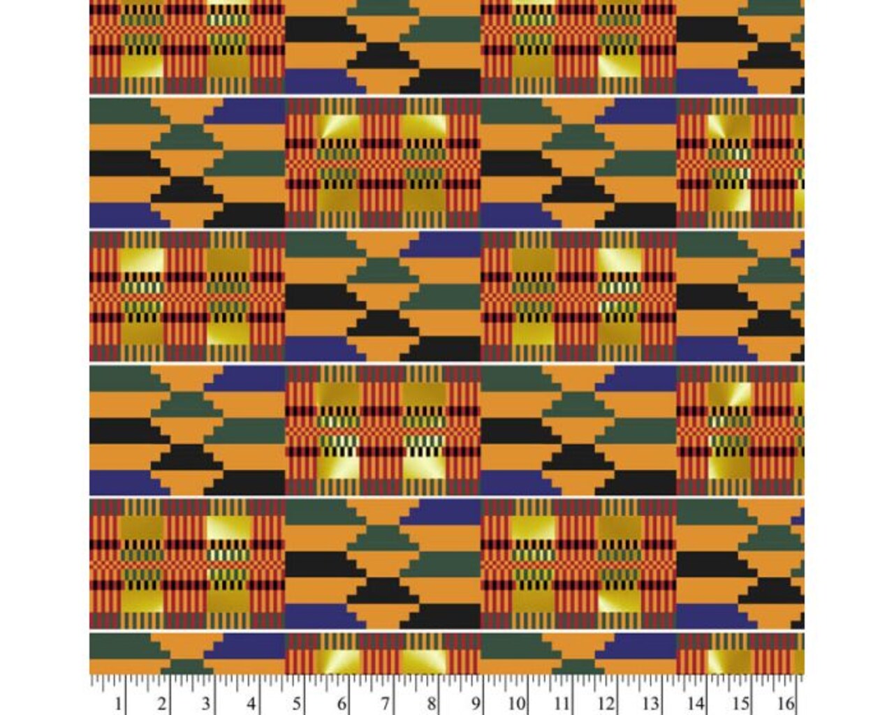 African Kente with Metallic Gold Cotton Fabric | By the Yard | Sewing and Crafting | 44 inches wide